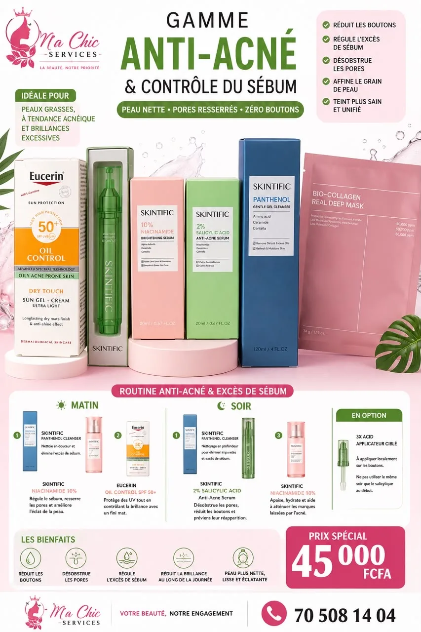 Gamme anti acné anti excès de sébum